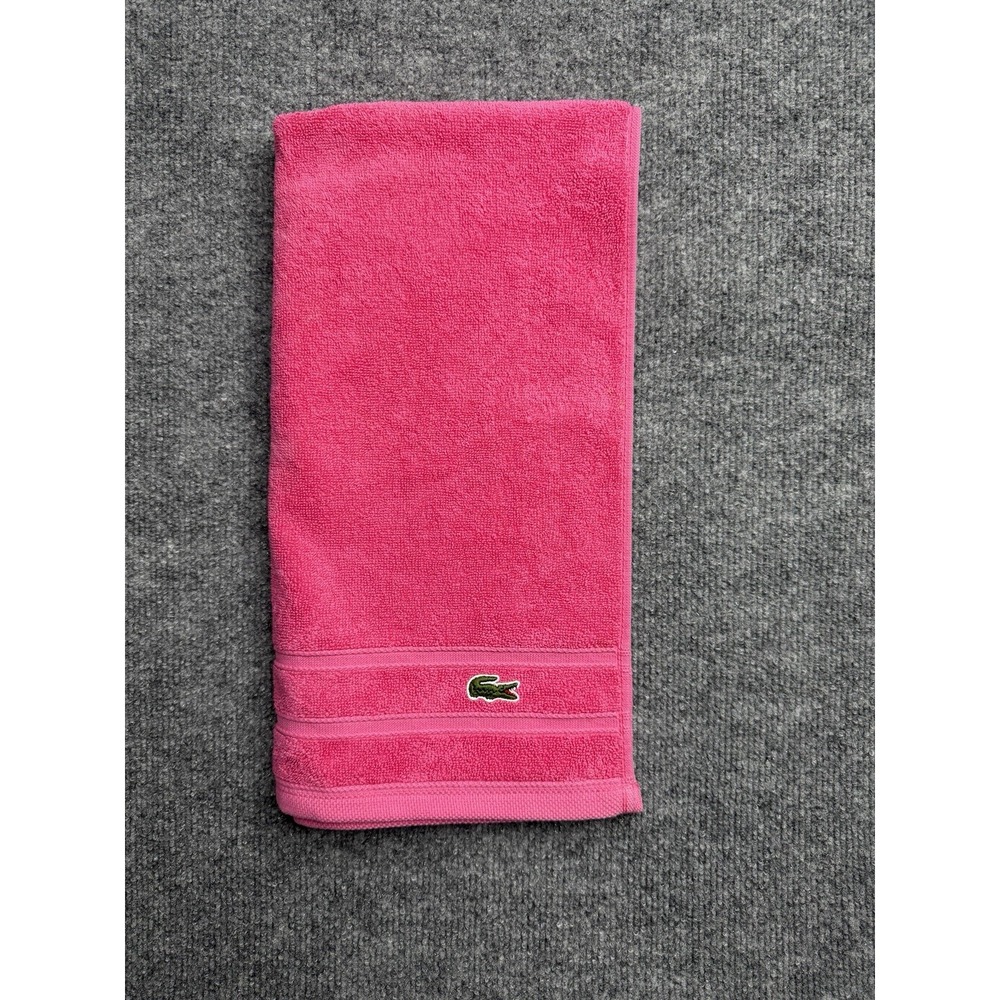 Lacoste Hand Towel Pink Cotton 16x30 Crocodile Logo Bath Spa Gym NWT Soft